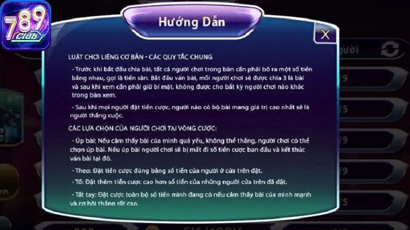 Luật chơi game bài Liêng 789Club cụ thể và đầy đủ nhất