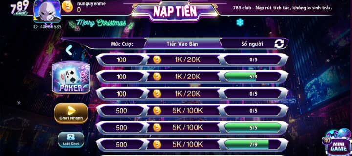 Ưu điểm game bài Poker 789Club